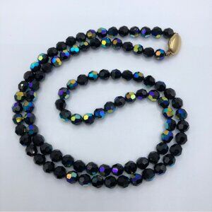 Vintage Swarovski Black Iridescent Beaded Necklace